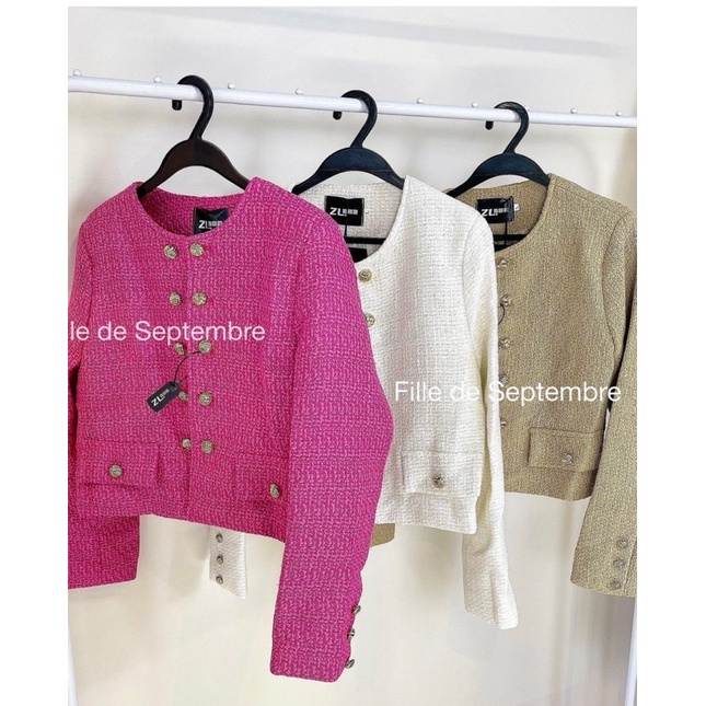 Áo dạ TWEED cúc đồng 4 màu