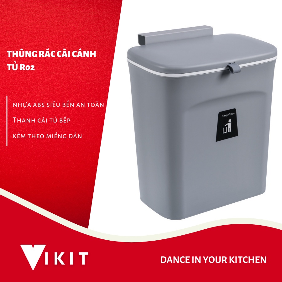 Thùng đựng rác thông minh cài gắn cánh tủ bếp có nắp đậy