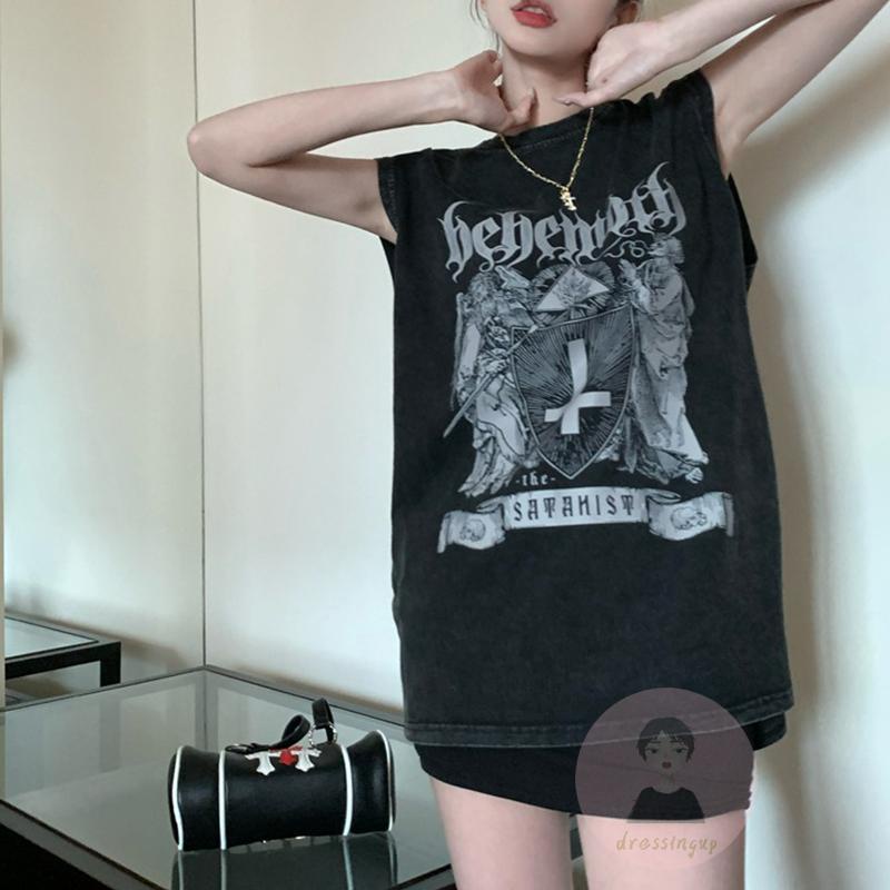 Áo Tank Top Không Tay Cổ Tròn In Chữ Thời Trang Mùa Hè Dành Cho Nữ