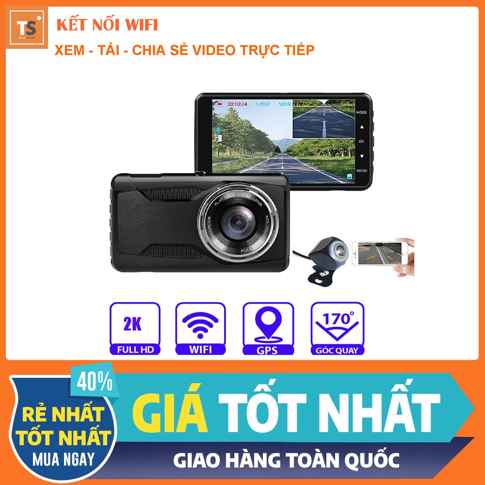 Camera Hành Trình Xe Tải, Xe Khách, Xe Hơi 2K Full HD - Màn Hình Cảm Ứng Tích Hợp GPS, Wifi, Xem Trên Điện Thoại