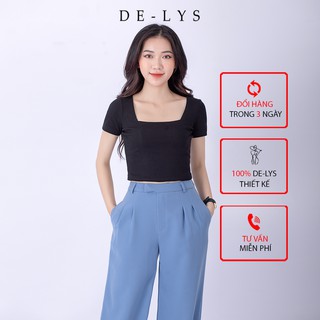 Áo croptop nữ cổ vuông Delys áo croptop ôm body tay ngắn hàng thiết kế