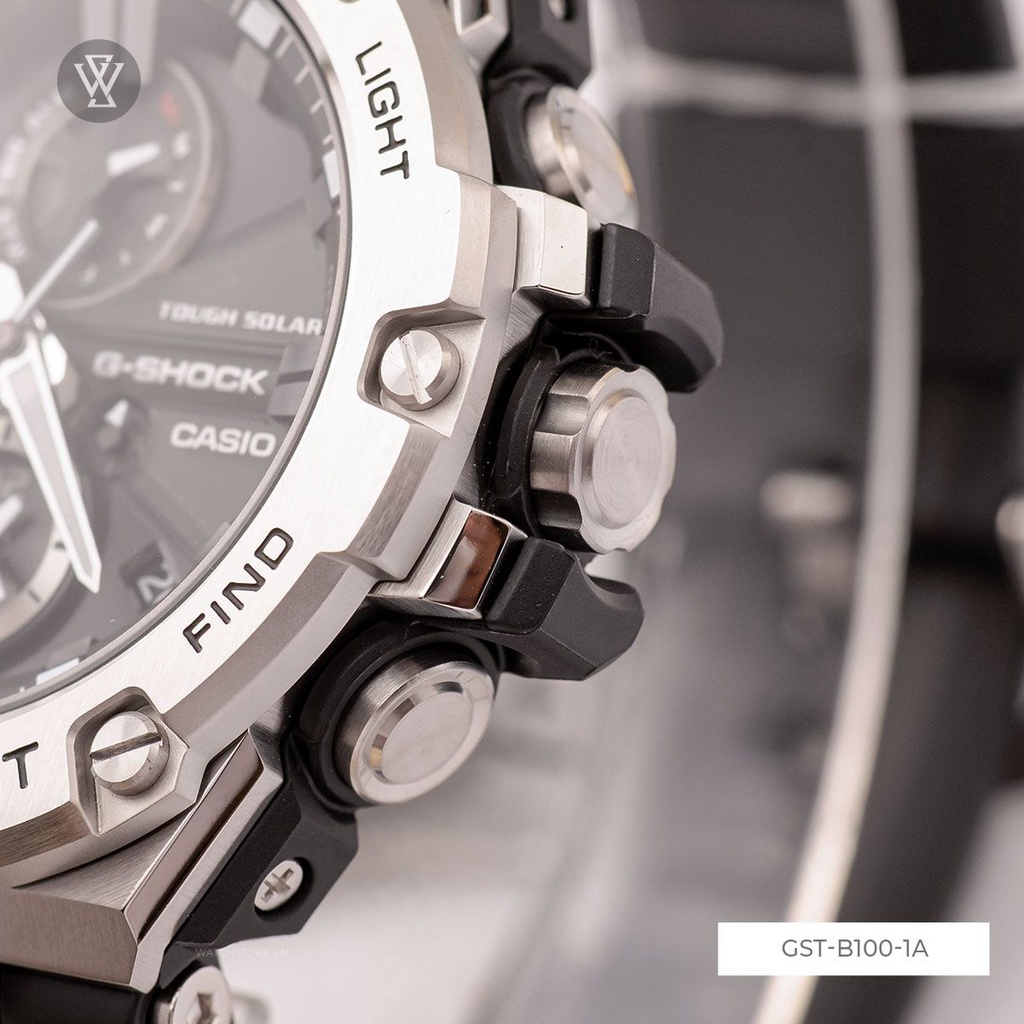 Đồng Hồ Năng Lượng Mặt Trời Nam Casio G-Shock WATCHSTORE GST-B100-1ADR Mặt Kính Khoáng 53.8mm, Dây Nhựa Cao Cấp