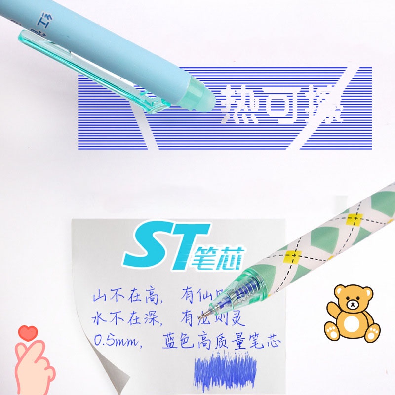 Bút Mực Gel Ngòi 0.5mm Có Thể Xóa Được In Họa Tiết Hoạt Hình Dễ Thương Cho Học Sinh