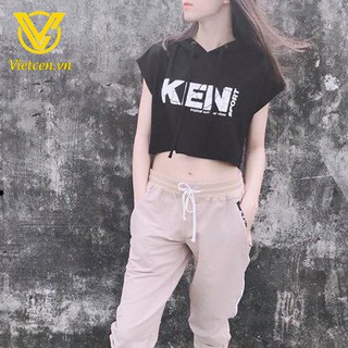 Áo croptop mũ in Ken < Siêu Hot 2019 >