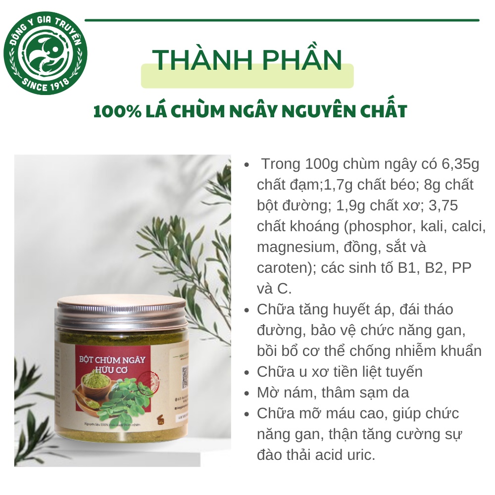 Bột chùm ngây hữu cơ Đông y gia truyền THÔNG CÁT - Thần mộc cho cả gia đình