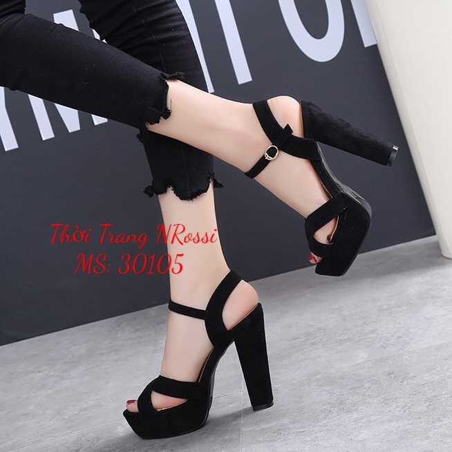 Giày sandal gót vuông cao 10 phân big size 40 41 42 43 44
