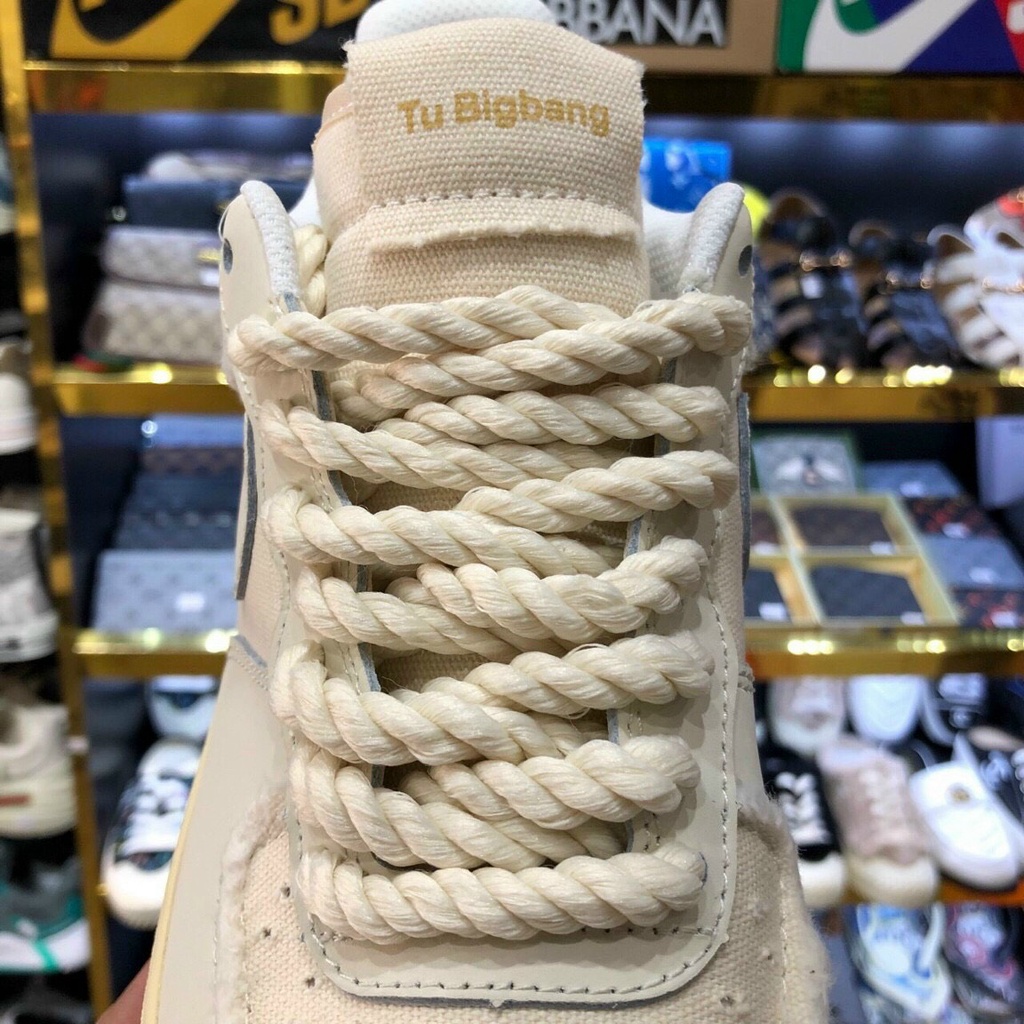 Giày thể thao AF1 dây thừng họa tiết Paisley màu kem, Giày sneaker thổ cẩm dây thừng nam nữ full bill box đi siêu êm