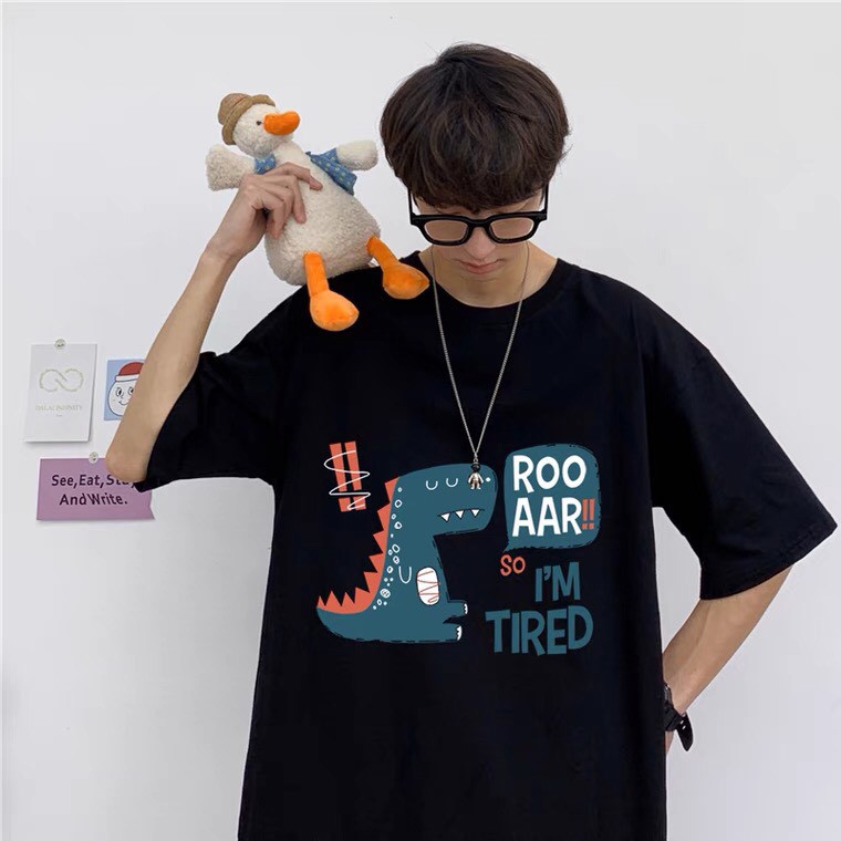 Áo thun tay lỡ CoolZ phông Unisex nam nữ Cotton oversize form rộng khủng long T-Rex CZ027