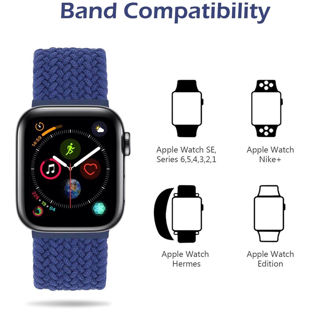 Dây Đeo Đồng Hồ Bằng Nylon Co Giãn Cho apple Watch Series 7 6 SE 5 4 3 41MM 45MM 44mm 40mm 38mm 42mm