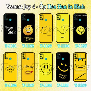 Ốp lưng Vsmart Joy 4 - Ốp dẻo đen in hình Mặt cười vui nhộn