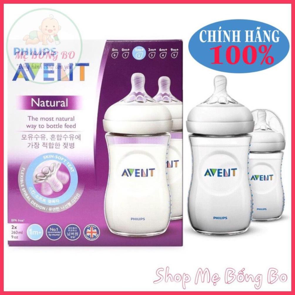 [CHÍNH HÃNG] Bình sữa Avent chống đầy hơi Philips Avent Natural 125ml 260ml 330ml