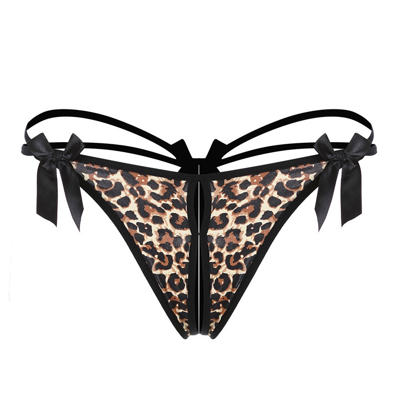 Quần lót ren xẻ đáy thun cotton phối nơ sexy #ib063