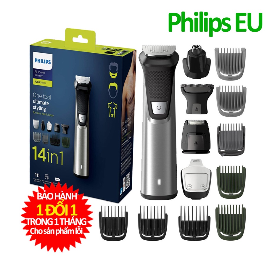 Tông đơ Philips Multigroom 7000 đa năng, giúp cạo râu và cắt tỉa râu, tóc, lông mày, lông mũi, cơ thể