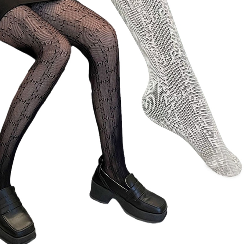 Youyo Quần Tất Lưới Ren Rỗng Họa Tiết Chữ Cái Dành Cho Nữ