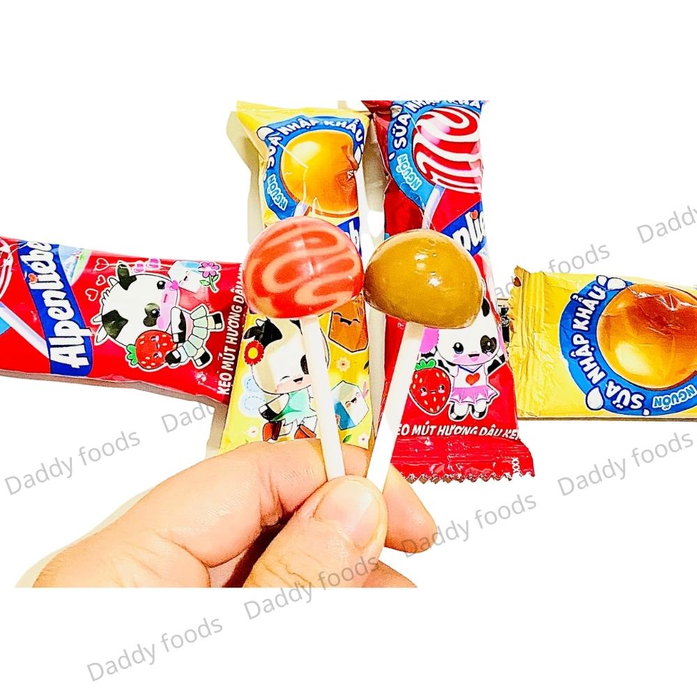 Combo 10 cái kẹo mút alpenliebe mix vị sữa caramen và dâu thơm béo