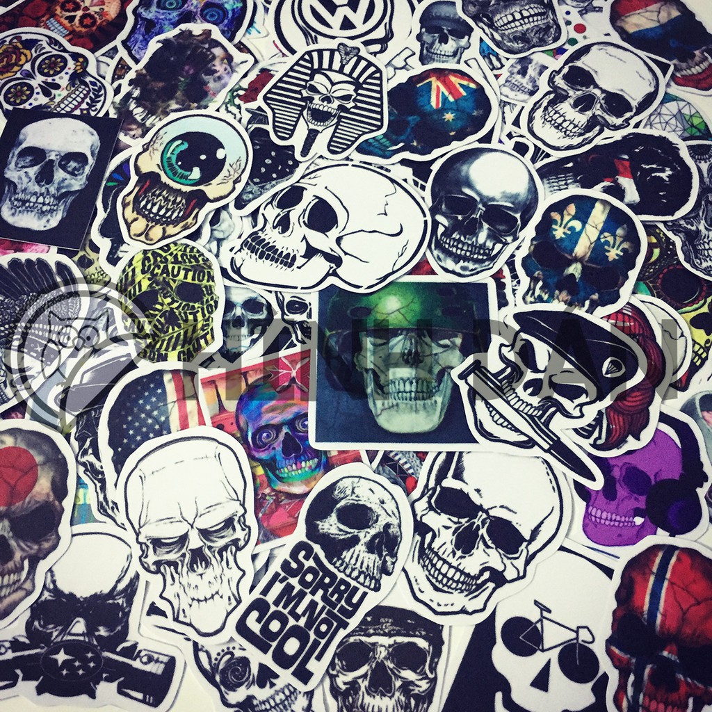 Sticker ĐẦU LÂU - SKULL decal hình dán chống nước trang trí xe, laptop, nón bảo hiểm