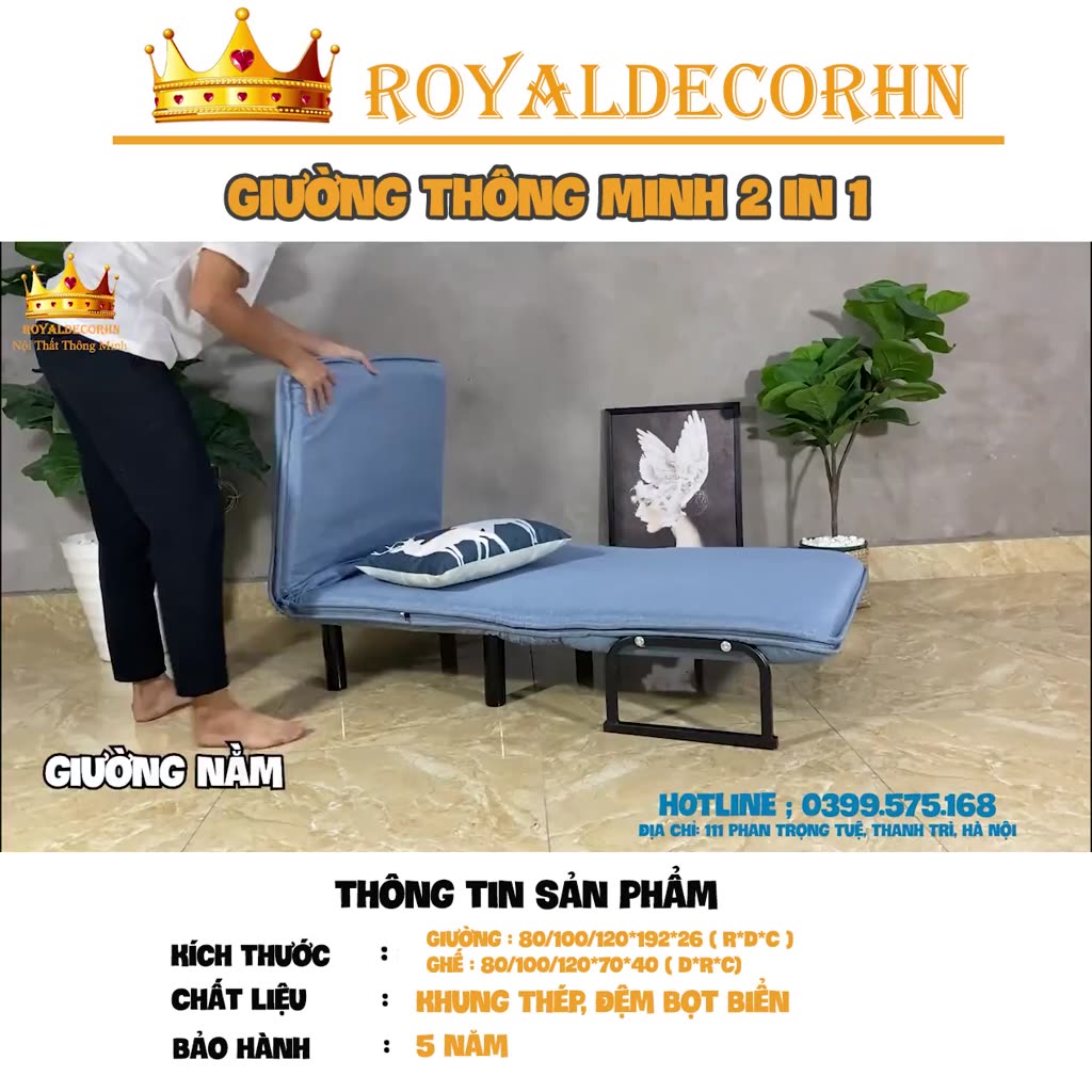 Ghế Sofa Giường Gấp Gọn Văn Phòng ROYALDECORHN Chất Liệu Cao Cấp, nằm thoải mái - Nội Thất Văn Phòng | BigBuy360 - bigbuy360.vn