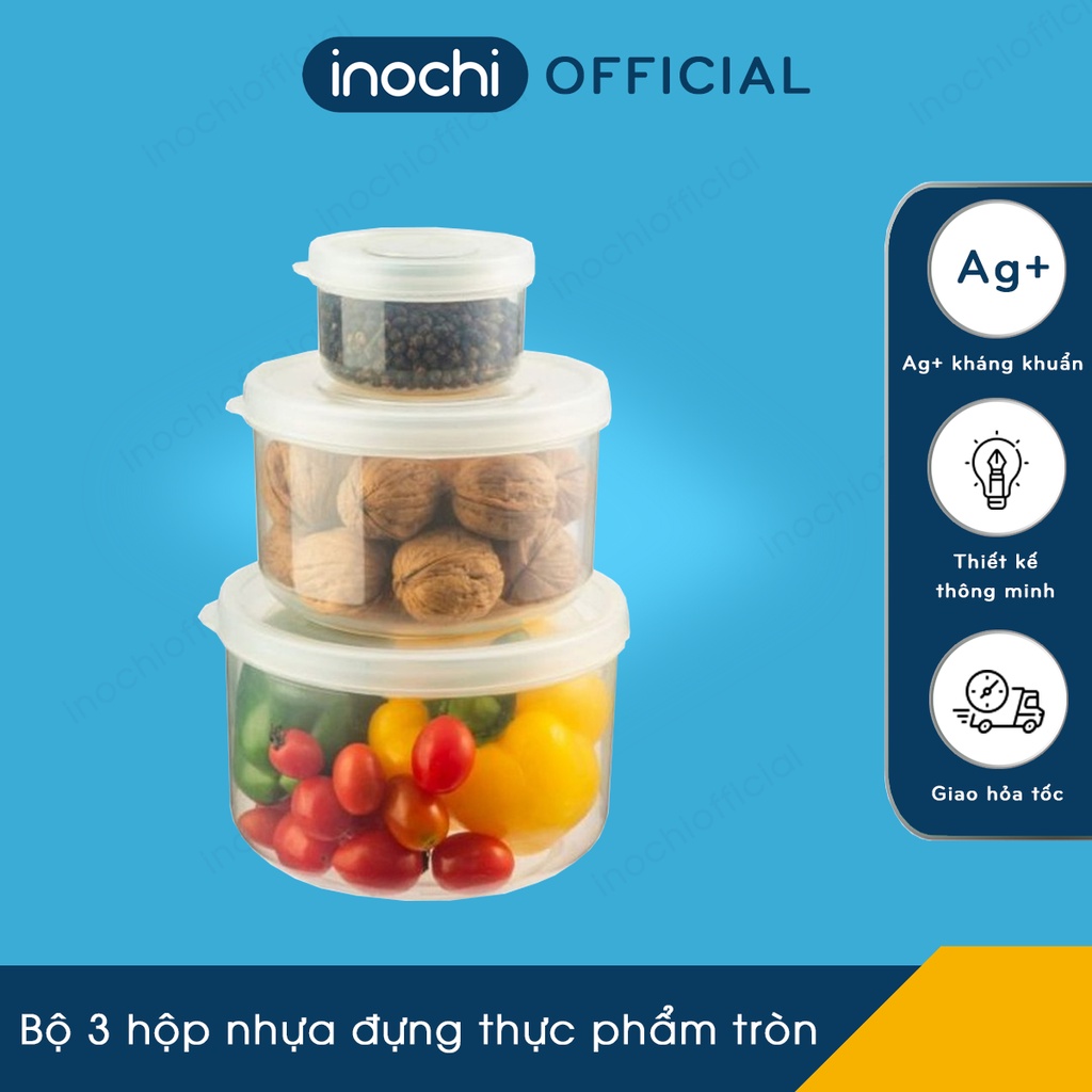 Bộ 3 hộp thực phẩm tròn Hokkaido 750-1500-2500ml