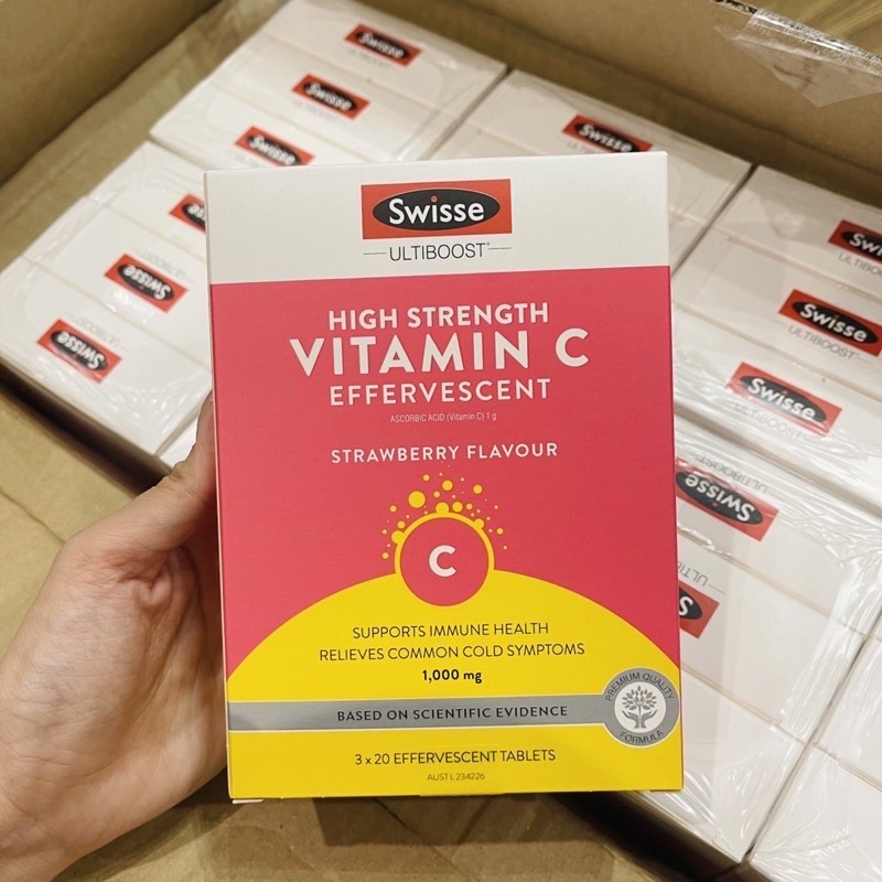 Viên sủi Swisse High Strength Vitamin C Effervescent 1000mg hộp 20 viên -Úc