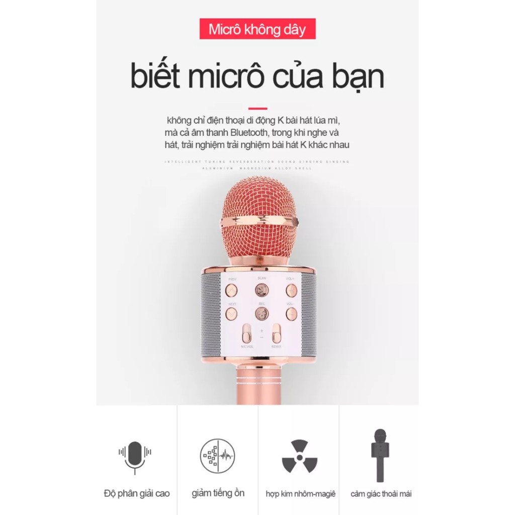 Micro Không Dây Bluetooth Bản Pro Nâng Cấp Âm Thanh Cực Hay Bảo Hành 12 Tháng