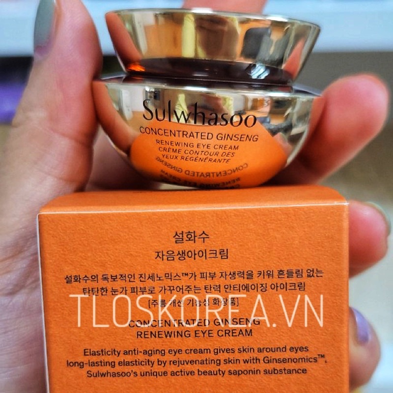 Sulwhasoo Kem Mắt Nhân Sâm Concentrated Ginseng Renewing Eye Cream  Kem Mắt Cải Thiện 5 Dấu Hiệu Lão Hóa Da Vùng Mắt 5Ml