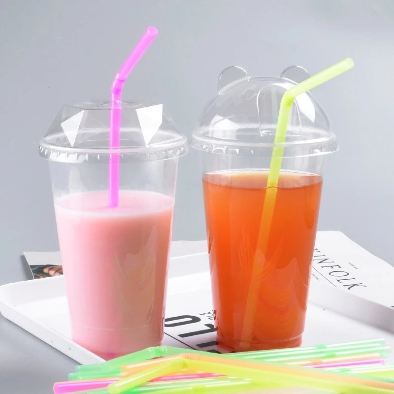 Set 100 ống hút nhựa huỳnh quang 21cm linh hoạt có thể bẻ cong tiện dụng cho các bữa tiệc