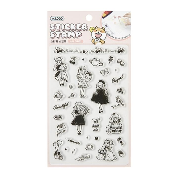 Tem Dán Sticker Stamp ARTBOX Hàn Quốc Hình Cô Gái Dễ Thương