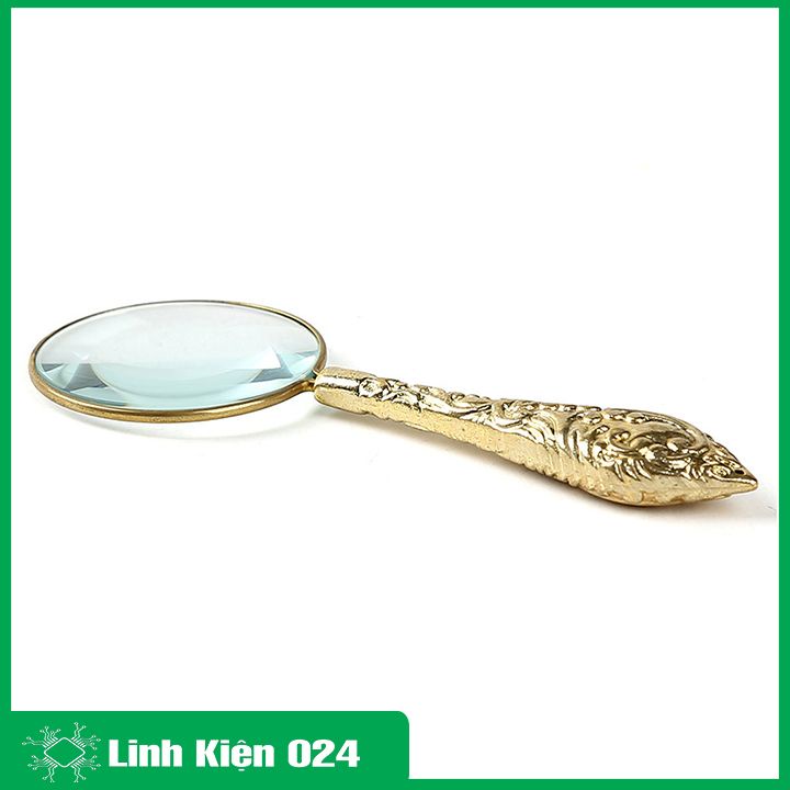 Kính lúp quang học cầm tay HD 18155-6 kim loại, hoa văn đẹp dùng để đọc, sửa chữa điện tử