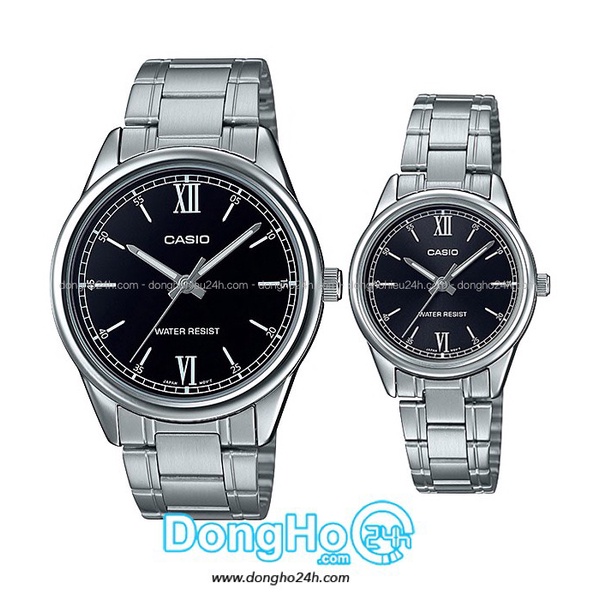 Đồng Hồ Cặp Đôi Casio MTP +LTP-V005D-1B2 Dây Kim Loại.