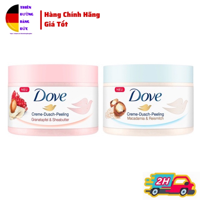 Kem Tẩy Tế Bào Chết ,Tẩy Da Chết Dove Lựu Đỏ Và Macadamia Bản Đức 225ml