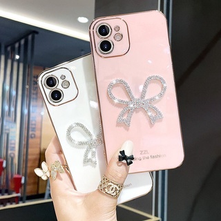 Ốp lưng điện thoại hình nơ Rhinestone sáng bóng Vỏ bảo vệ mạ bóng cho Samsung Galaxy A07 A17 A27 A37 A57 A06 A16 A26 A36 A56 A32 A52 A52S A72 A22 A23 A13 A33 A73 A53 A21S A24 A34 A50 A02S A36 A11 A12 A31 A30 A50 A70 A71 A51 A16 A02 A06 A04 A04E A05 A05S