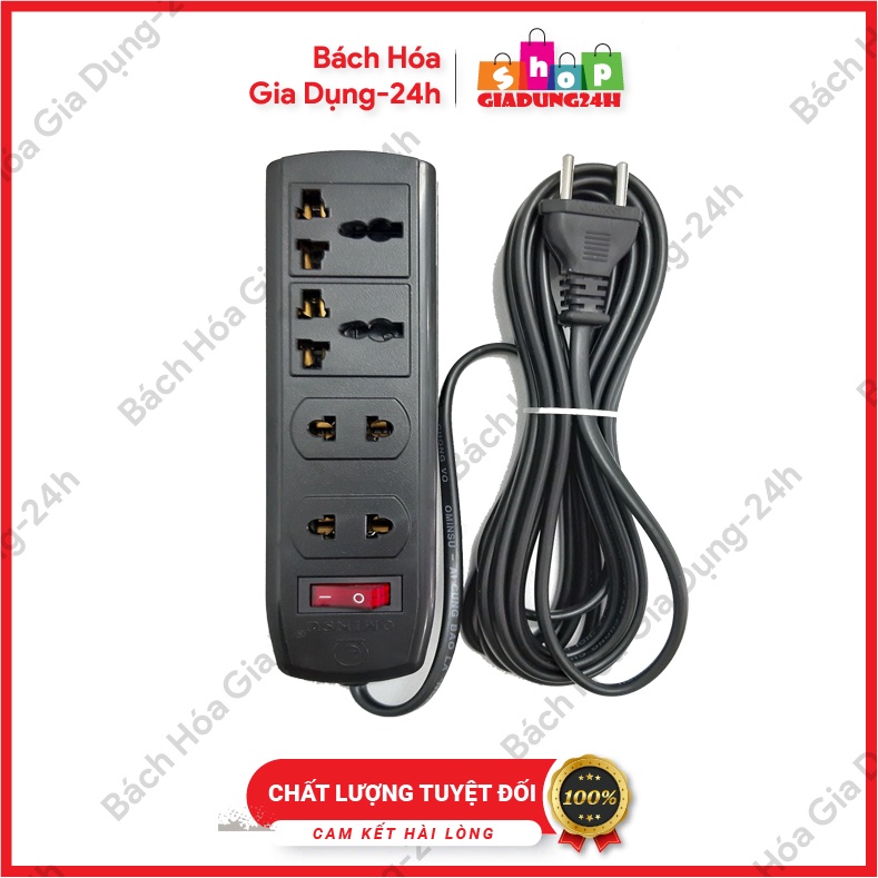 (Chịu tải 2000W)Ổ cắm dây 4 cửa (2 cửa đơn 2 cửa 3) OMINSU - Hàng chính hãng- Dây 2.5 m 4.5m-Giadung24h