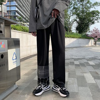 (Q52) Quần ulzzang unisex ống suông phối họa tiết kẻ sọc (kèm ảnh thật)