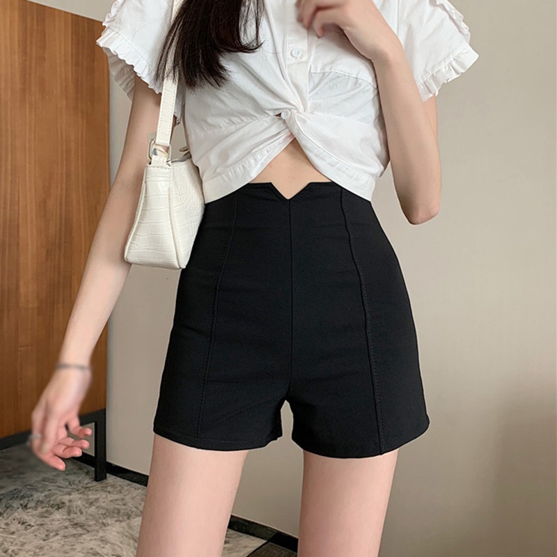 Quần Short Lưng Cao Màu Đen Thời Trang Mùa Hè Cho Nữ