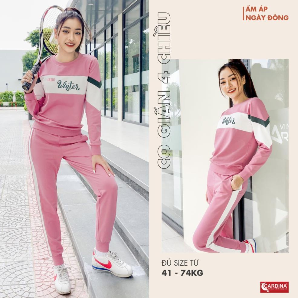 SALE Bộ Nỉ Nữ 𝐂𝐀𝐑𝐃𝐈𝐍𝐀 Thu Đông, Phong Cách Thể Thao, Phối Màu Tinh Tế, Trẻ, Đẹp, Năng Động, Giá Tốt