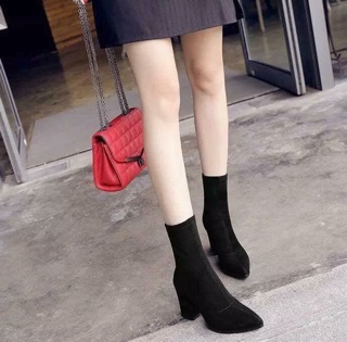 Boot cao cổ chất vải da lộn 
