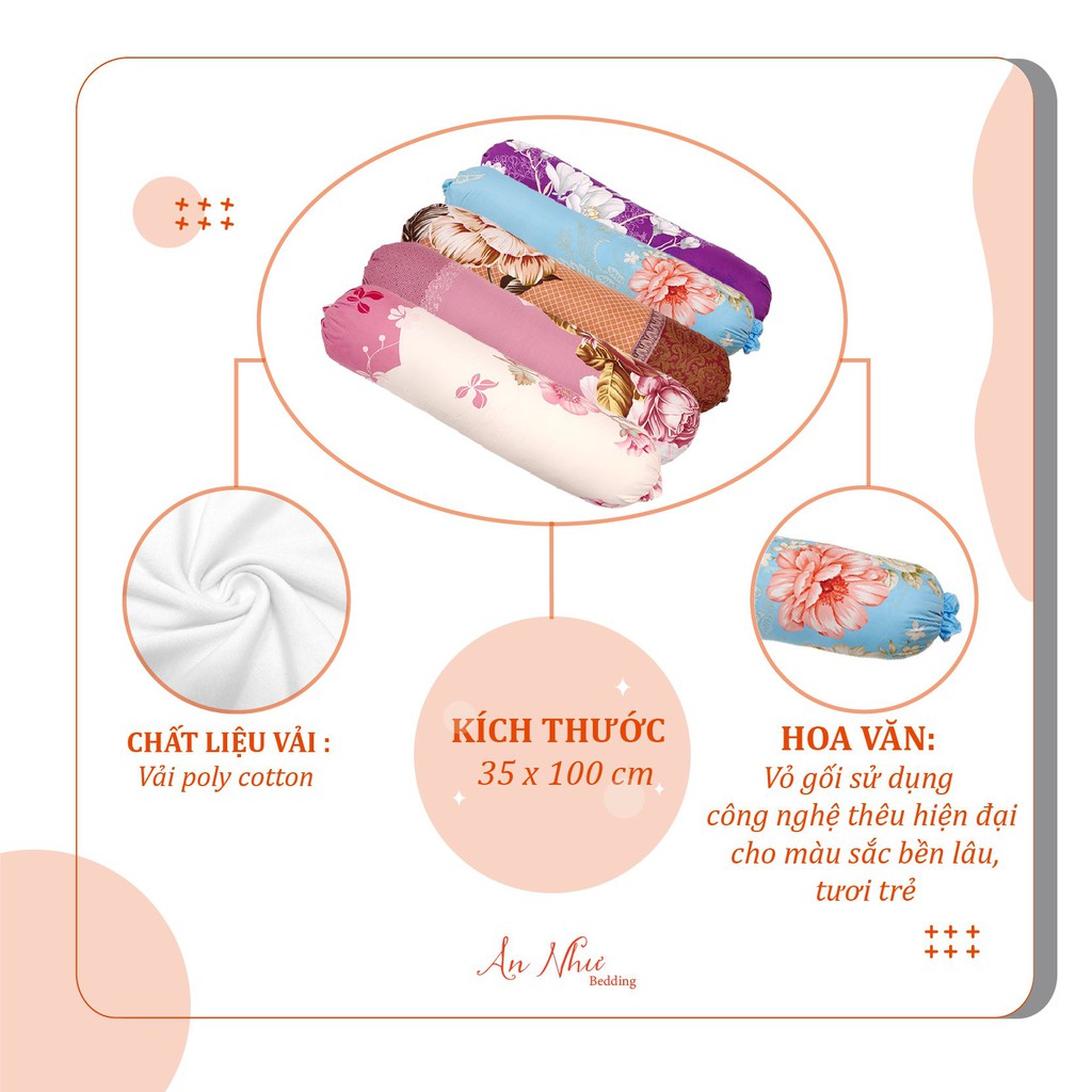 Vỏ gối ôm💖35x100💖 vỏ gối, bao gối ôm cotton poly hoa lá đẹp Gia Long Home | BigBuy360 - bigbuy360.vn