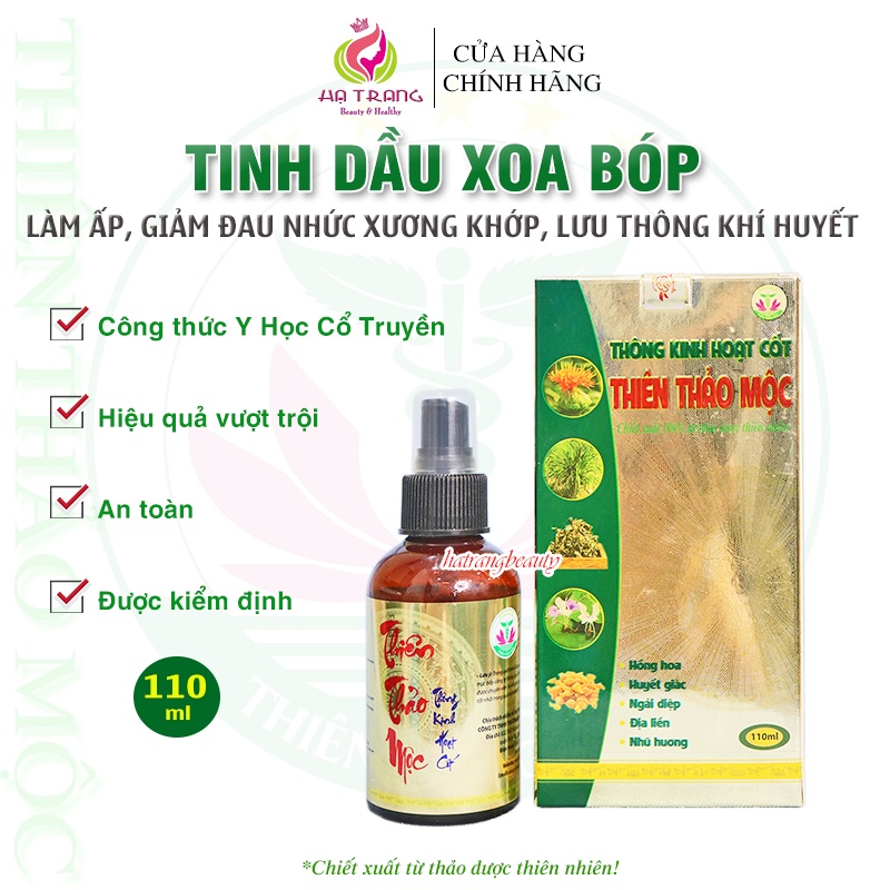 Dầu Xoa Bóp Thiên Thảo Mộc 100ml - Làm ấm cơ thể, Giảm đau nhức xương khớp, tan vết bầm trên da - Hàng chuẩn Công ty