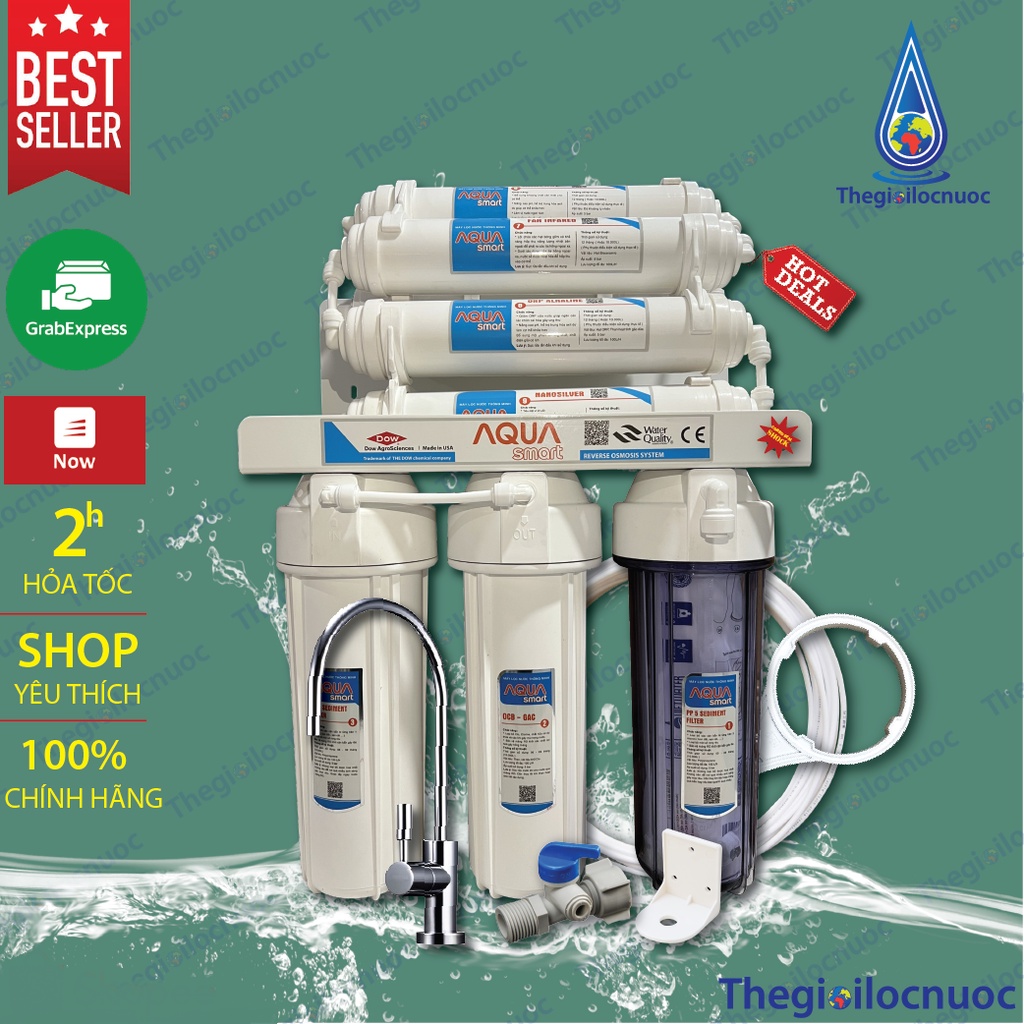 Máy lọc nước UF/Nano khồng điện Aqua Smart 11 cấp đèn UV