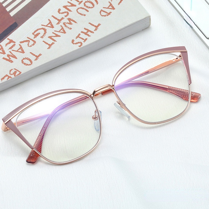 Mắt Kính Gọng Kim Loại Chống Ánh Sáng Xanh Thời Trang Phương Tây Chất Lượng Cao