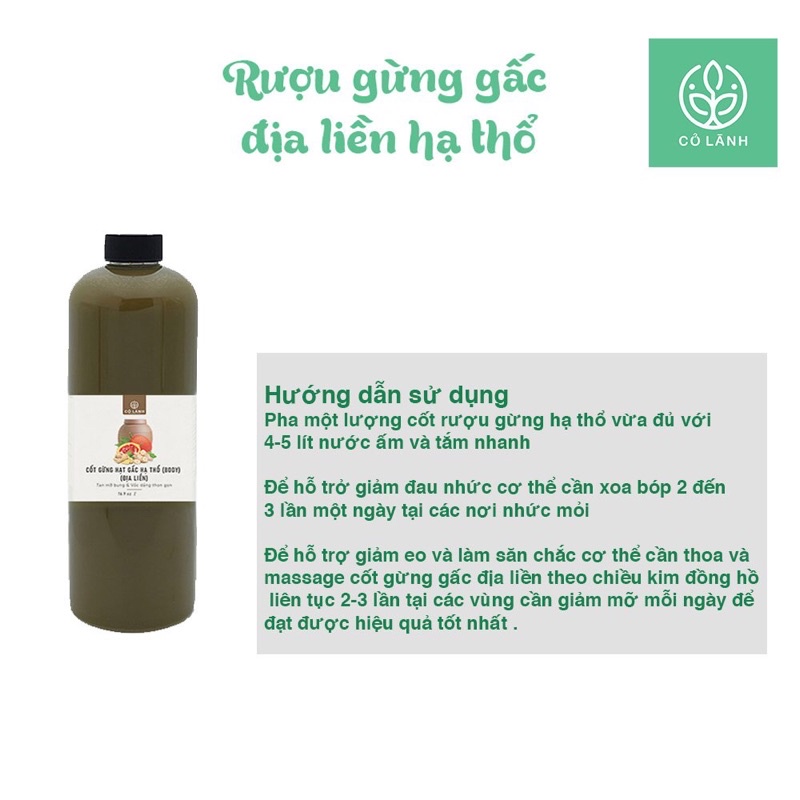 Cốt Gừng hạt gấc địa liền hạ thổ Cỏ Lành 1000ml