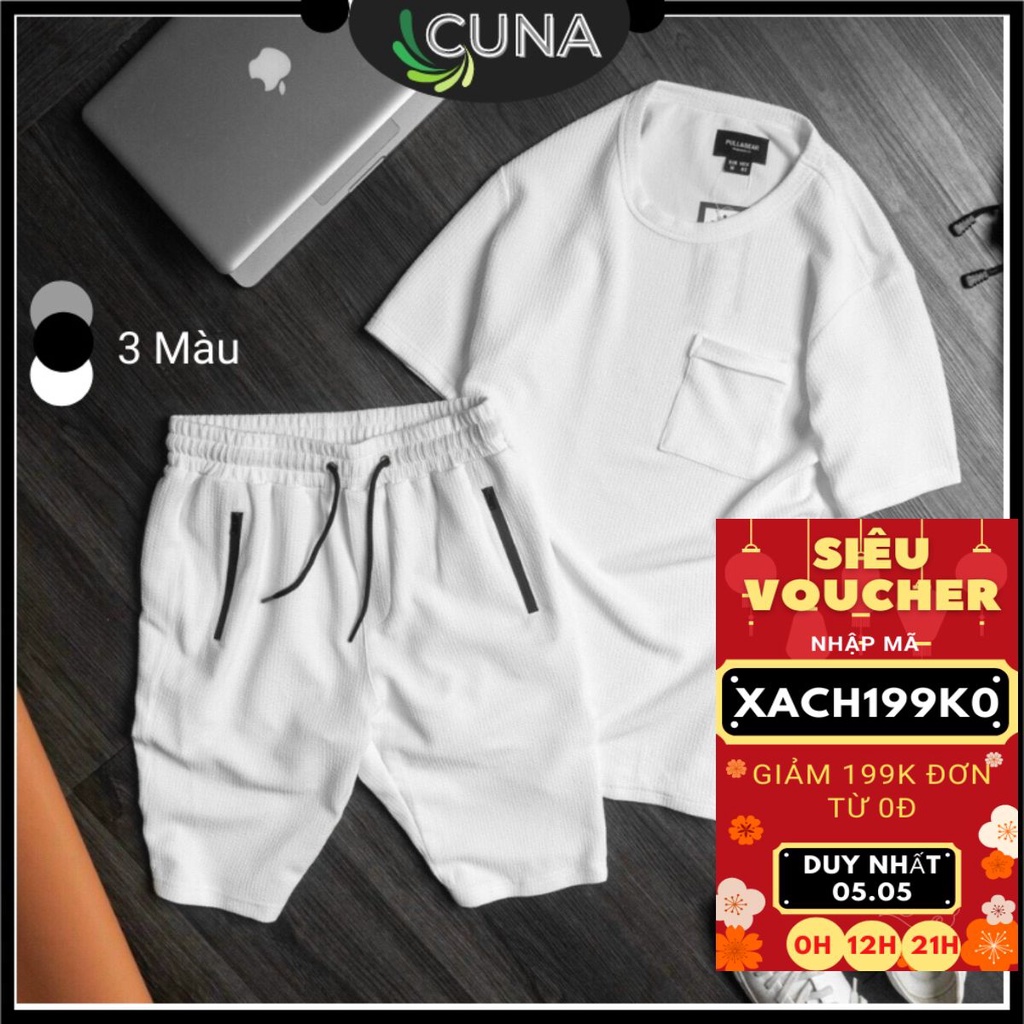 Bộ Thể Thao Nam CUNA Bộ Quần Áo Nam Quần Đùi Cộc Tay Mặc Nhà Tập Thể Dục Thể Thao Chơi Ngủ Mùa Hè Chất Đũi Xốp Cao Cấp