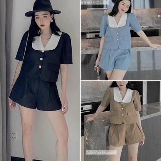 SET ÁO VEST CỔ SEN KÈM SHORT (KÈM VIDEO HÌNH THẬT)