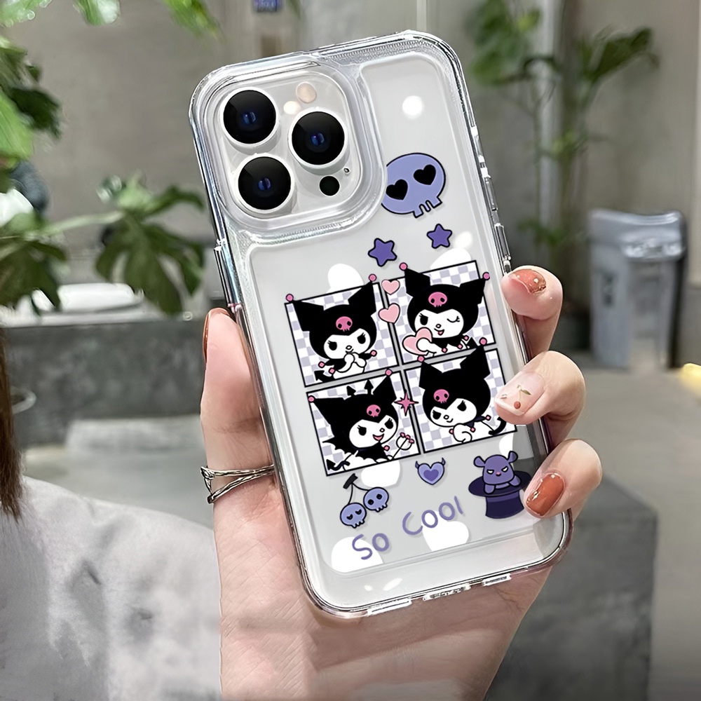 Ốp Điện Thoại Trong Suốt Họa Tiết Hoạt Hình Sanrio Kuromi Cho iphone 14 Pro Max 14 Plus 13 11 12 7Plus X XR XS Max
