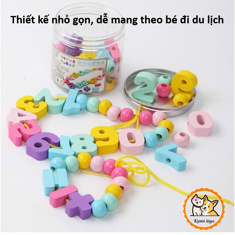 Đồ chơi gỗ xâu vòng số và hạt giá sốc Kumi toys