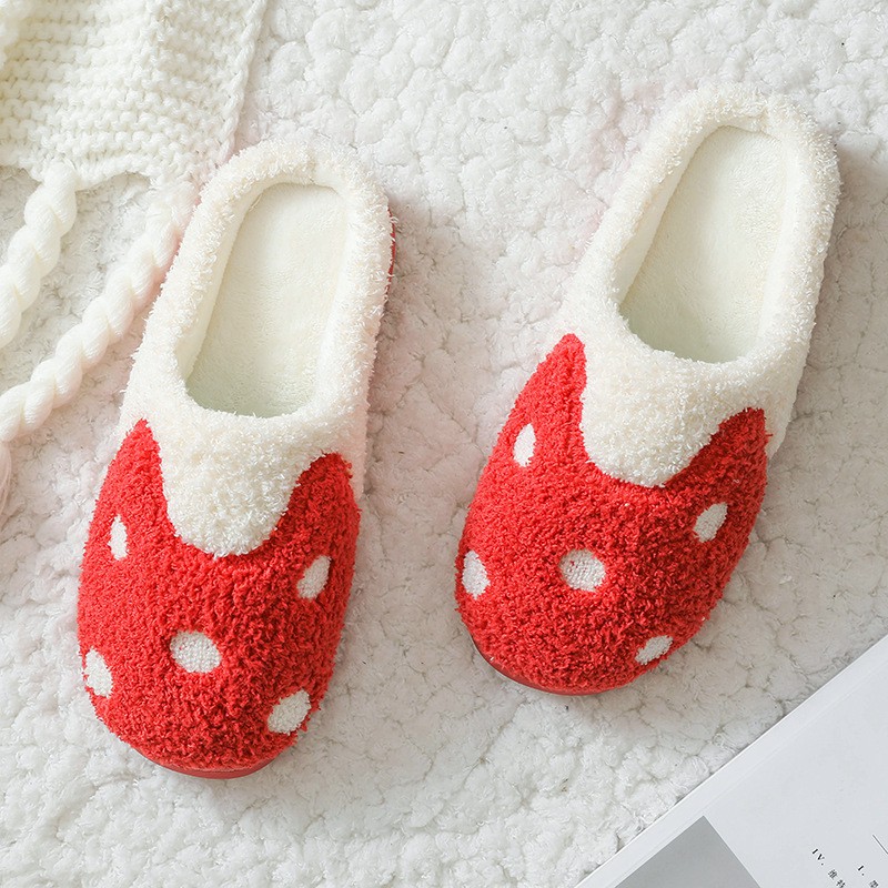 Dép Bông Đi Trong Nhà Họa Tiết Chấm Bi - Dép Bông Mang Trong Nhà Cực Êm