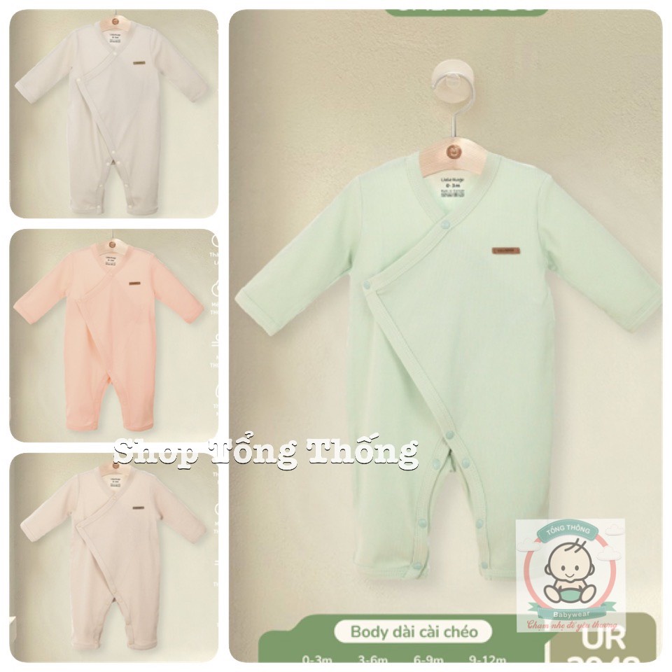 Body Uala Rogo dài tay cài chéo thun tăm cao cấp mềm mịn thoáng mát thấm hút tốt sơ sinh cho bé trai bé gái 3948