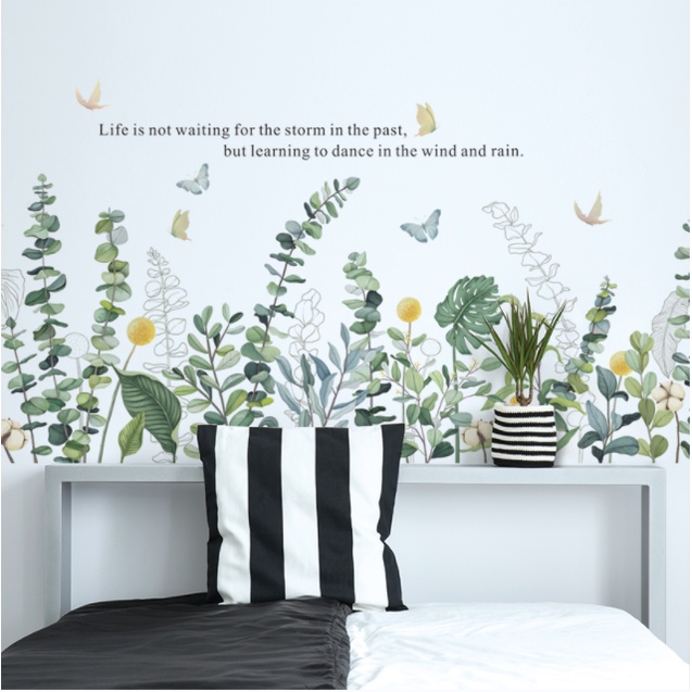 Decal trang trí tường - Chân tường bụi cây xanh