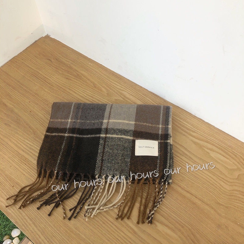 Khăn choàng cổ họa tiết kẻ sọc phối tua rua phong cách retro phương tây thời trang cho nữ
 | BigBuy360 - bigbuy360.vn