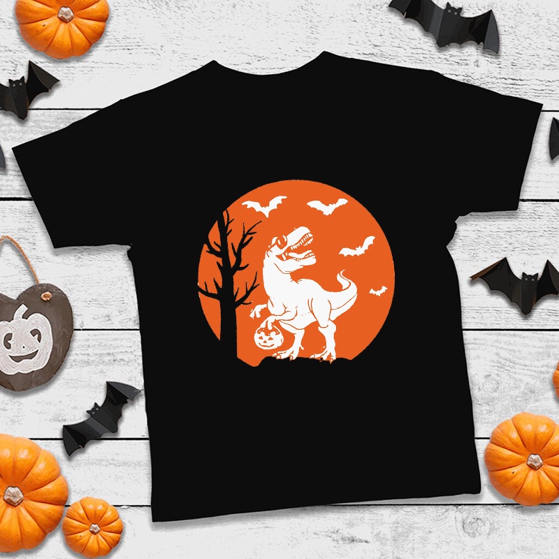 Áo Thun Tay Ngắn Họa Tiết halloween Khủng Long Ngộ Nghĩnh Cho Bé